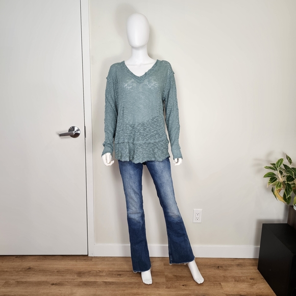 We The Free Ocean Air Hacci Moss Long Sleeve Top Sz XS - Picture 7 of 10